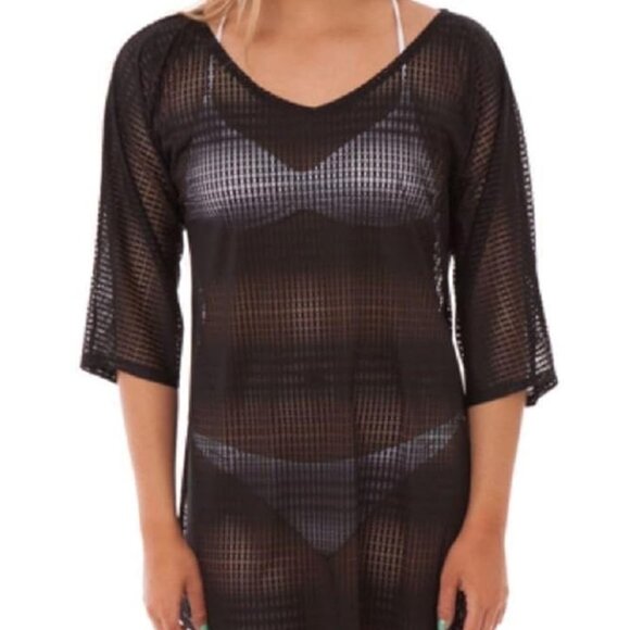 New O'Neill Swim Cover Up Dress Black Mesh Medium Large - Picture 5 of 5